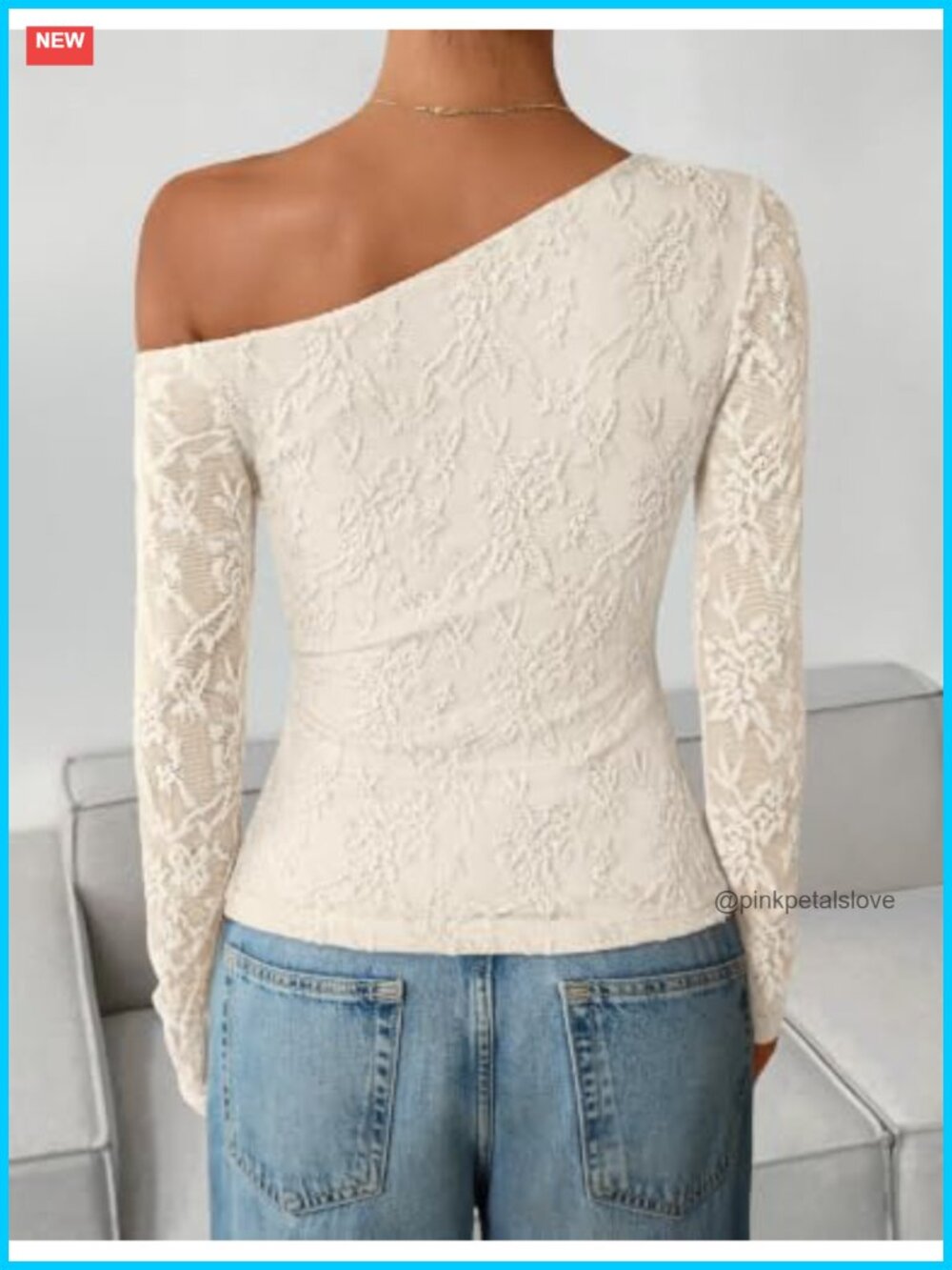 Off Shoulder Lace Long Sleeve Ruched Waist Going Out Top - Picture 5 of 7